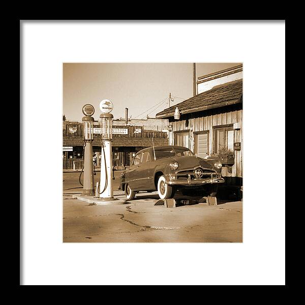 Route 66 Framed Print featuring the photograph Route 66 - Old Service Station by Mike McGlothlen