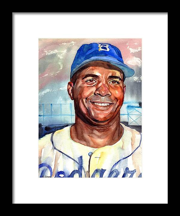 Roy Campanella Framed Print featuring the painting Roy Campanella Portrait by Suzann Sines