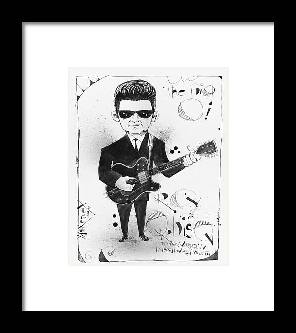  Framed Print featuring the drawing Roy Orbison by Phil Mckenney