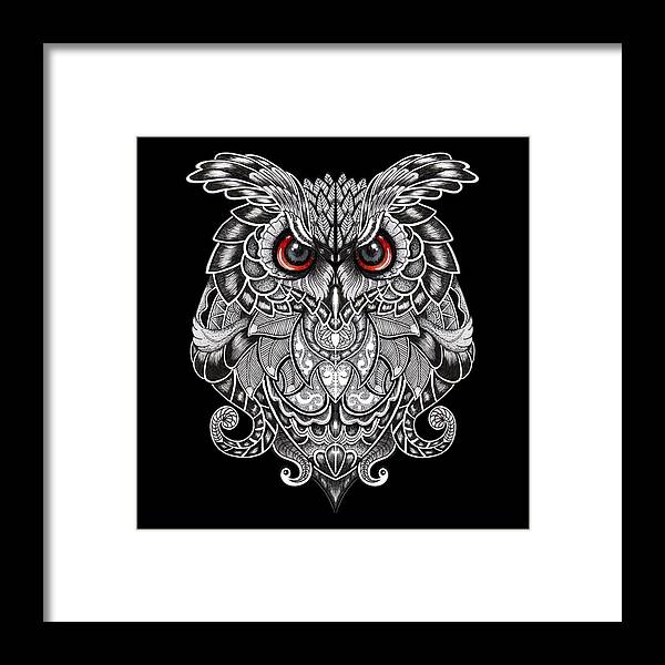 Bird Framed Print featuring the painting Rubino Scary Owl by Tony Rubino