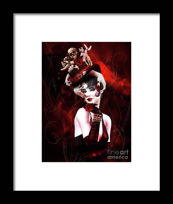 Ruby Gothic Femme Framed Print featuring the digital art Ruby Gothic Femme by Shanina Conway