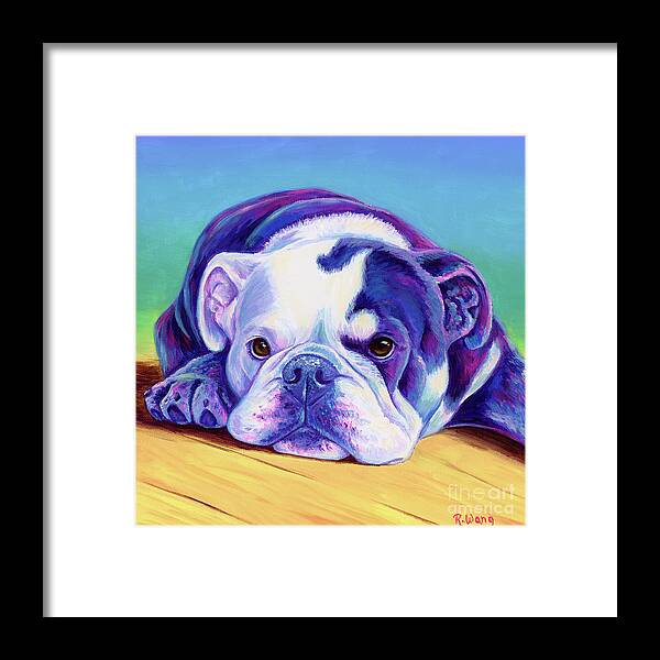 Bulldog Framed Print featuring the painting Ruby the Bulldog by Rebecca Wang