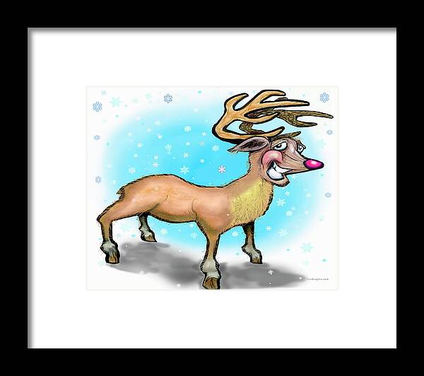 Reindeer Framed Print featuring the digital art Rudolph the Red Nosed Reindeer #1 by Kevin Middleton