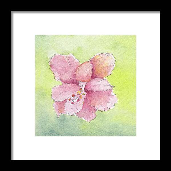 Hibiscus Framed Print featuring the painting Ruffled Hibiscus #2 by Anne Katzeff