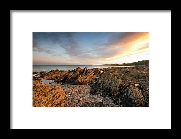 Coast Framed Print featuring the photograph Rugged Cornish coastline sunset by Gareth Parkes
