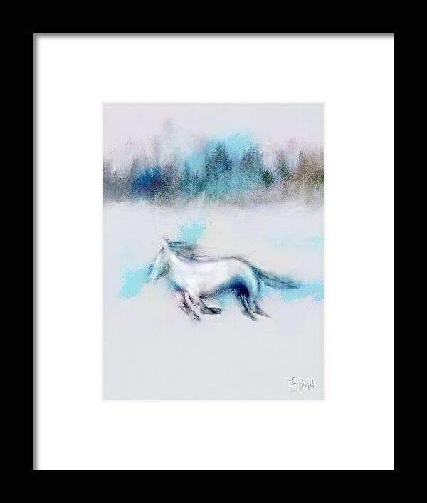 Ipad Painting Framed Print featuring the digital art Running Horse by Frank Bright