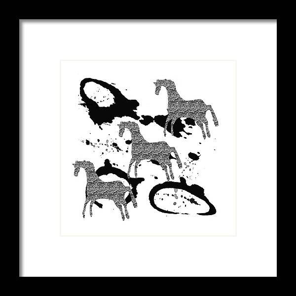 Running Horse Framed Print featuring the digital art Running Horses by Kandy Hurley