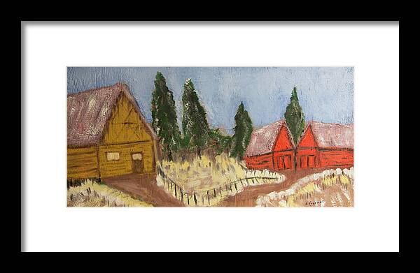  Framed Print featuring the painting Rural Barns by David McCready