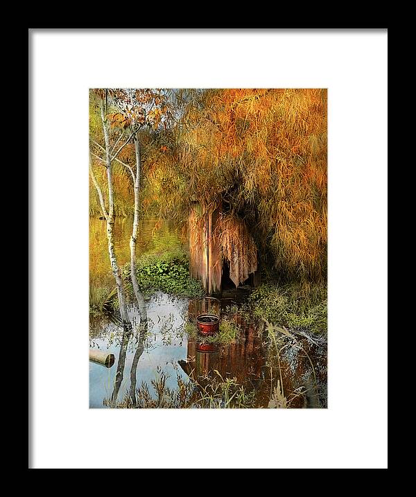 Toilet Framed Print featuring the photograph Rural - Outhouse - Water hazard 1938 by Mike Savad