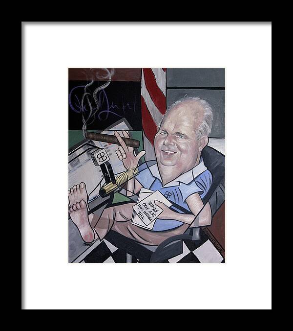 Rush Limbaugh Framed Print featuring the painting Rush Limbough, Talent On Loan From God by Anthony Falbo