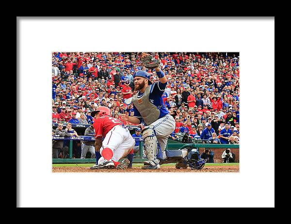 Game Two Framed Print featuring the photograph Russell Martin and Ian Desmond by Scott Halleran