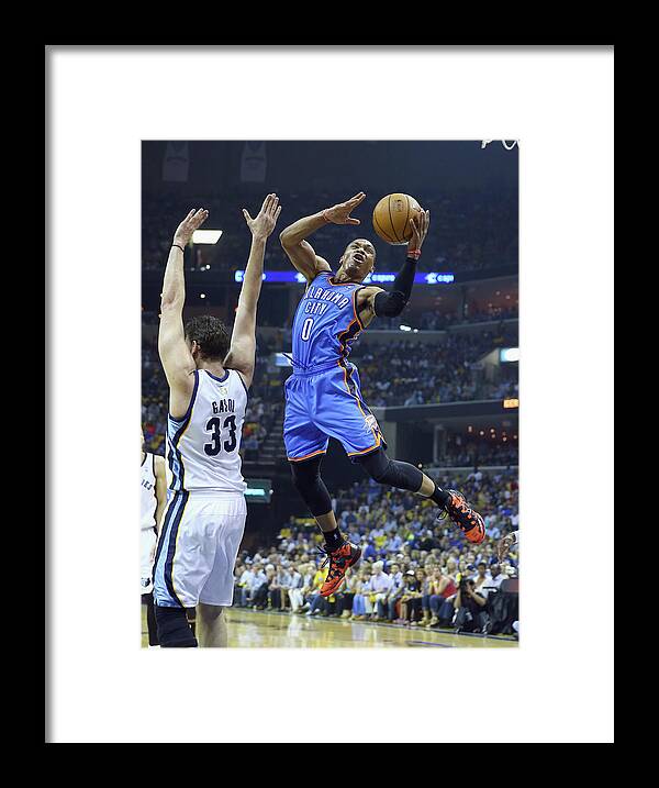 Playoffs Framed Print featuring the photograph Russell Westbrook by Andy Lyons