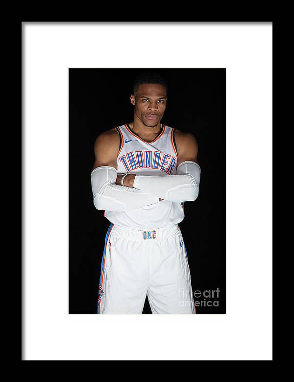 Media Day Framed Print featuring the photograph Russell Westbrook by Michael J. Lebrecht Ii