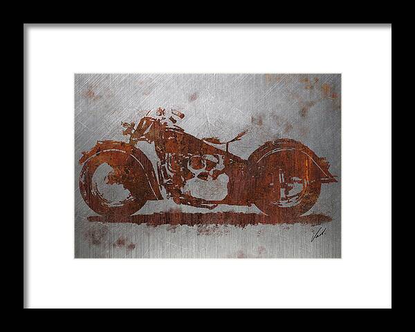 Rust Framed Print featuring the mixed media Rust Indian Classic motorcycle by Vart Studio