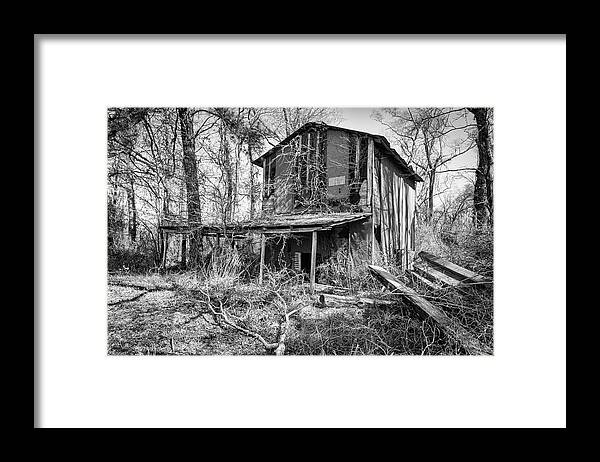 Rustic Framed Print featuring the photograph Rustic Old Tobacco Barn Along a Jones County North Carolina Back by Bob Decker