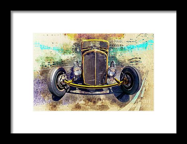 Auto Framed Print featuring the digital art Rusty Rat Rod by Anthony Ellis
