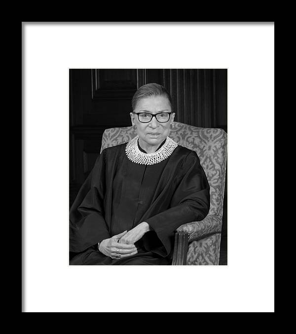 Ruth Bader Ginsburg Framed Print featuring the photograph Ruth Bader Ginsburg Portrait - 2016 by War Is Hell Store