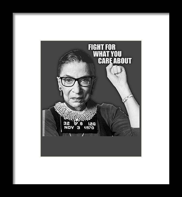 Reproductive Framed Print featuring the painting Ruth Bader Ginsburg RBG Pro Choice My Body My Choice Feminist Mugshot Mug Shot Fight by Tony Rubino