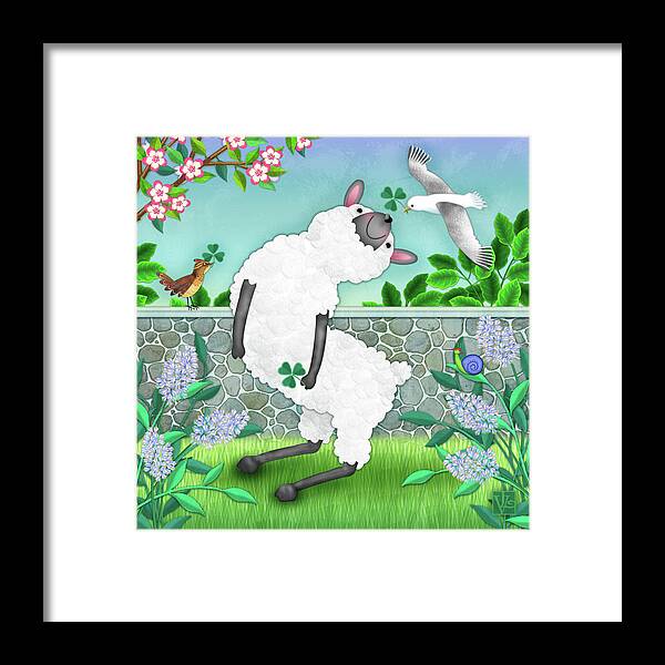 Sheep Framed Print featuring the digital art S is for Sheep by Valerie Drake Lesiak