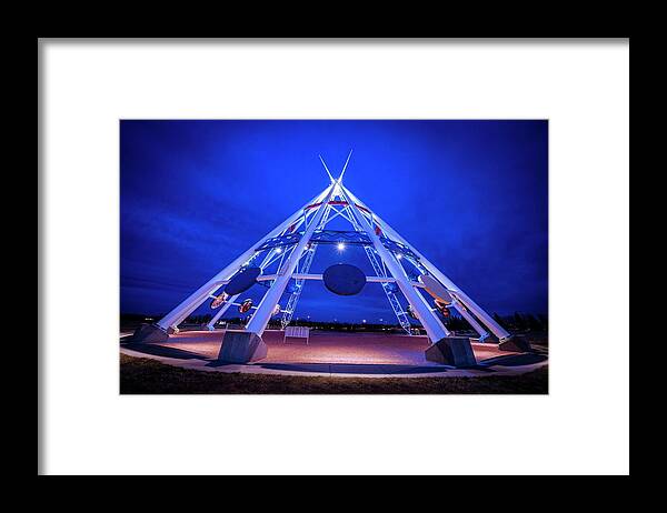 Teepee Framed Print featuring the photograph Saamis Teepee at Dusk by Darcy Dietrich