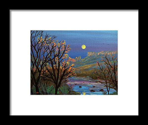 Sabino Framed Print featuring the painting Sabino Canyon Moonrise by Chance Kafka