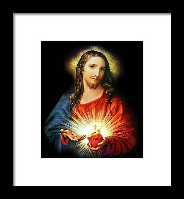 Sacred Heart Framed Print featuring the painting Sacred Heart of Jesus by Old Master