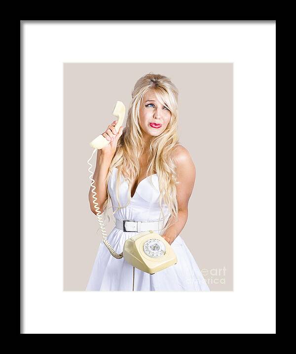 Reception Framed Print featuring the photograph Pinup help desk operator by Jorgo Photography