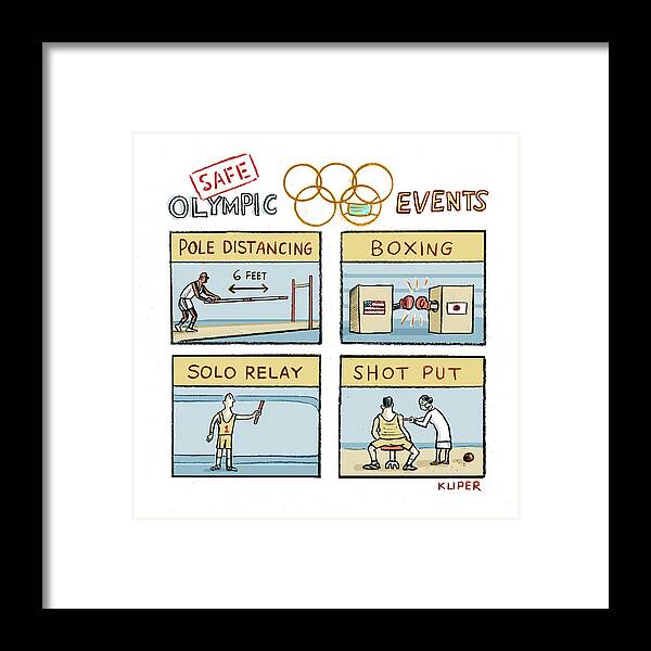 Captionless Framed Print featuring the drawing Safe Olympic Events by Peter Kuper