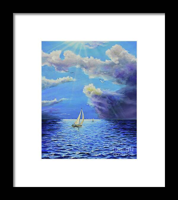 Ocean Framed Print featuring the painting Sail Away by Mary Scott