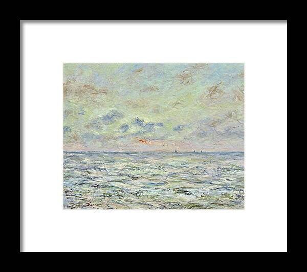 Sailboats Framed Print featuring the painting Sailboats in evening mood by Pierre van Dijk