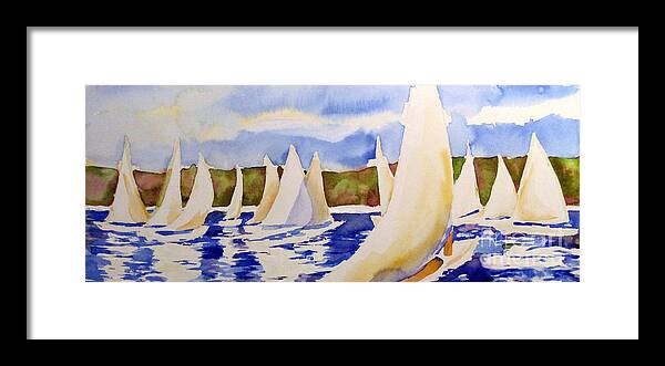 Watercolor Framed Print featuring the painting Sailboats by Liana Yarckin
