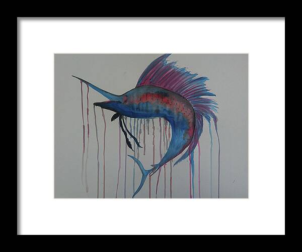 Watercolour Framed Print featuring the painting Sailfish by Faa shie