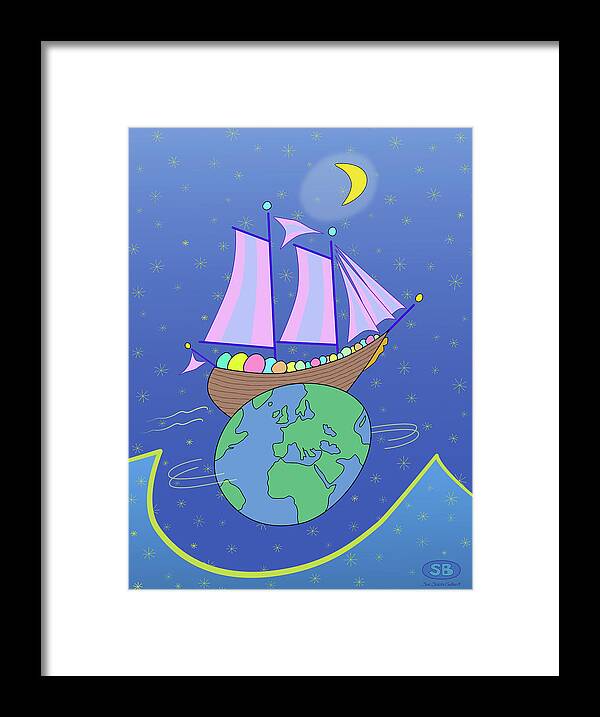 World Framed Print featuring the digital art Sailing Across the World by Susan Bird Artwork