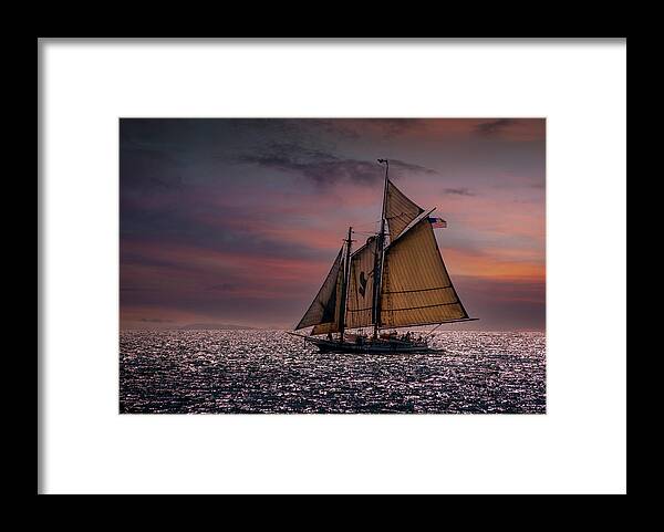 Windjammers Framed Print featuring the photograph Sailing at Sunset by Fred LeBlanc