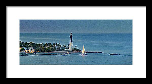 Lighthouse Framed Print featuring the photograph Sailing Dream at Hillsboro Lighthouse in Florida by Corinne Carroll
