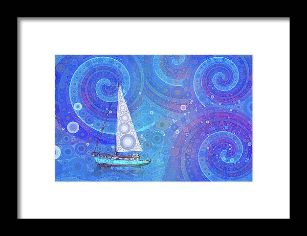 Abstract Sailboat Framed Print featuring the digital art Sailing Into a Headwind by Peggy Collins