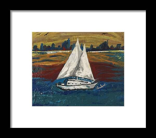  Framed Print featuring the painting Sailing on the Horizon by Charles Young