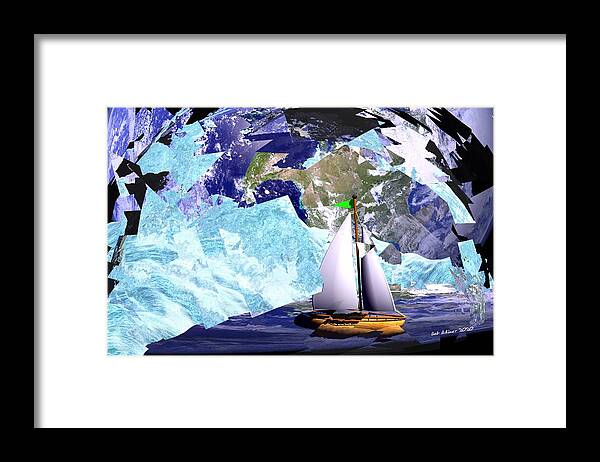 Boat Digital Sail Water Framed Print featuring the digital art Sailing to eyrie by Bob Shimer