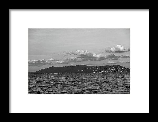 Saint Framed Print featuring the photograph Saint John Sunset from Sapphire Beach in Saint Thomas Black and Whtie by Toby McGuire