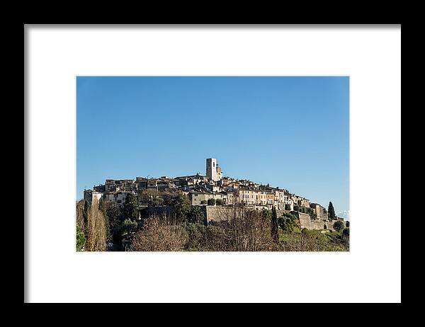 French Riviera Framed Print featuring the photograph Saint paul de vence and its church by Jean-Marc PAYET