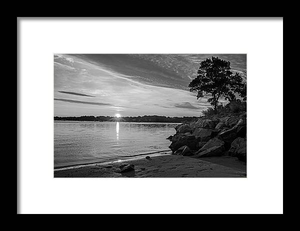 Salem Framed Print featuring the photograph Salem Massachusetts Sunrise Forest River Park Beach Black and White by Toby McGuire