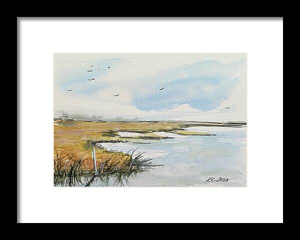 Saltwater Marsh Framed Print featuring the painting Salt Marsh 3 by Kellie Chasse
