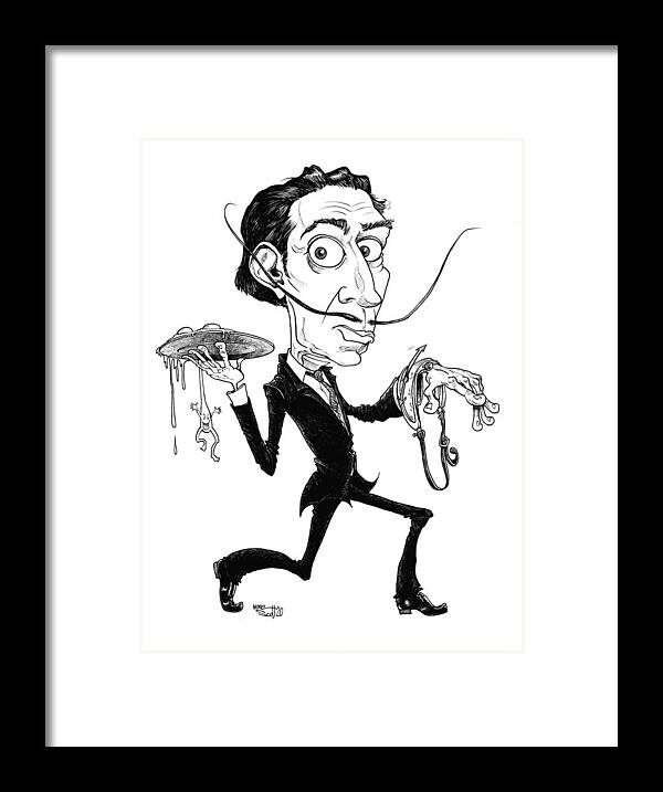 Mikescottdraws Framed Print featuring the drawing Salvador Dali by Mike Scott