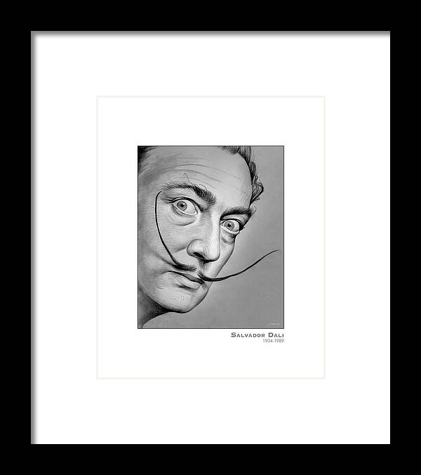Dali Framed Print featuring the drawing Salvador Dali by Greg Joens