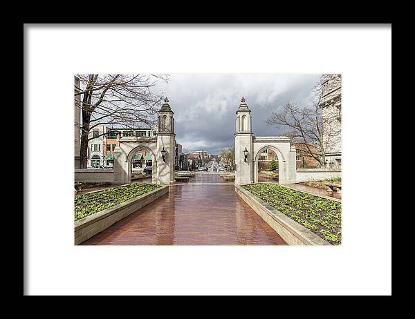 Sample Gates Framed Print featuring the photograph Sample Gates looking at Bloomington by John McGraw