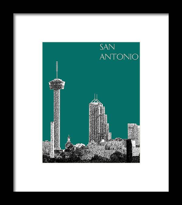 Architecture Framed Print featuring the digital art San Antonio Skyline - Coral by DB Artist