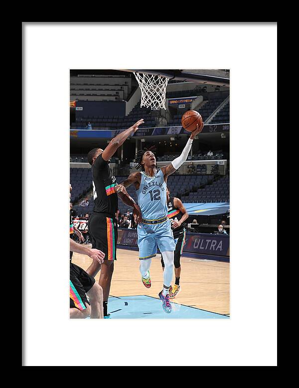 Ja Morant Framed Print featuring the photograph San Antonio Spurs v Memphis Grizzlies by Joe Murphy