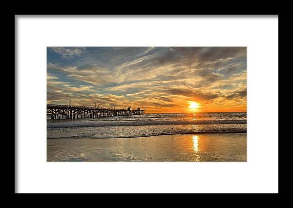 Sunset Framed Print featuring the photograph San Clemente Pier Sunset by Brian Eberly