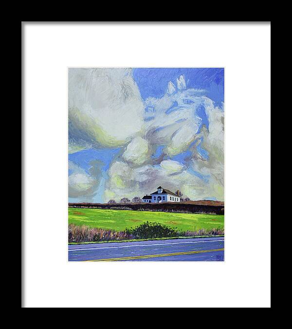 Landscape Framed Print featuring the painting San de Fuca Schoolhouse by Stacey Neumiller