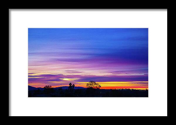 San Diego Framed Print featuring the photograph San Diego Sunrise 2021 Purple by Phyllis Spoor